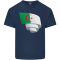 Curled Algeria Flag Algerian Day Football Kids T-Shirt Childrens Navy Blue