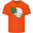 Curled Algeria Flag Algerian Day Football Kids T-Shirt Childrens Orange