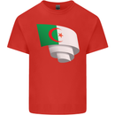 Curled Algeria Flag Algerian Day Football Kids T-Shirt Childrens Red