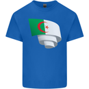 Curled Algeria Flag Algerian Day Football Kids T-Shirt Childrens Royal Blue