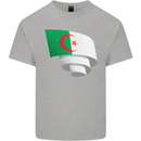 Curled Algeria Flag Algerian Day Football Kids T-Shirt Childrens Sports Grey