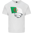 Curled Algeria Flag Algerian Day Football Kids T-Shirt Childrens White