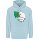Curled Algeria Flag Algerian Day Football Mens 80% Cotton Hoodie Light Blue