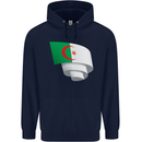 Curled Algeria Flag Algerian Day Football Mens 80% Cotton Hoodie Navy Blue