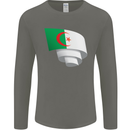 Curled Algeria Flag Algerian Day Football Mens Long Sleeve T-Shirt Charcoal