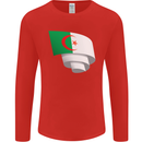 Curled Algeria Flag Algerian Day Football Mens Long Sleeve T-Shirt Red