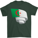 Curled Algeria Flag Algerian Day Football Mens T-Shirt 100% Cotton Forest Green