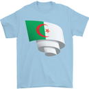 Curled Algeria Flag Algerian Day Football Mens T-Shirt 100% Cotton Light Blue