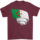Curled Algeria Flag Algerian Day Football Mens T-Shirt 100% Cotton Maroon