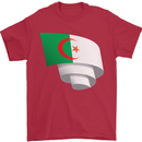Curled Algeria Flag Algerian Day Football Mens T-Shirt 100% Cotton Red