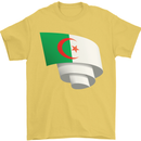 Curled Algeria Flag Algerian Day Football Mens T-Shirt 100% Cotton Yellow