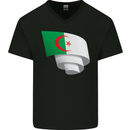 Curled Algeria Flag Algerian Day Football Mens V-Neck Cotton T-Shirt Black