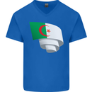 Curled Algeria Flag Algerian Day Football Mens V-Neck Cotton T-Shirt Royal Blue