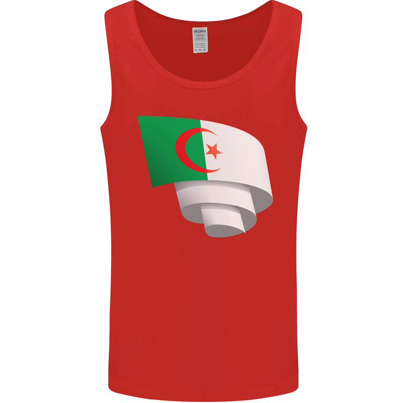 Curled Algeria Flag Algerian Day Football Mens Vest Tank Top Red