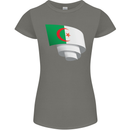 Curled Algeria Flag Algerian Day Football Womens Petite Cut T-Shirt Charcoal