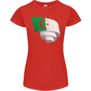 Curled Algeria Flag Algerian Day Football Womens Petite Cut T-Shirt Red