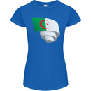 Curled Algeria Flag Algerian Day Football Womens Petite Cut T-Shirt Royal Blue