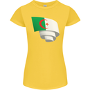 Curled Algeria Flag Algerian Day Football Womens Petite Cut T-Shirt Yellow