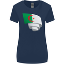 Curled Algeria Flag Algerian Day Football Womens Wider Cut T-Shirt Navy Blue