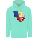 Curled Andorra Flag Andorran Day Football Childrens Kids Hoodie Peppermint