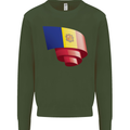 Curled Andorra Flag Andorran Day Football Kids Sweatshirt Jumper Forest Green