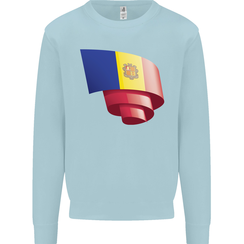 Curled Andorra Flag Andorran Day Football Kids Sweatshirt Jumper Light Blue