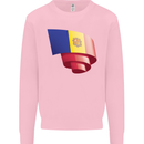 Curled Andorra Flag Andorran Day Football Kids Sweatshirt Jumper Light Pink