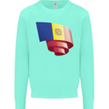 Curled Andorra Flag Andorran Day Football Kids Sweatshirt Jumper Peppermint