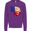 Curled Andorra Flag Andorran Day Football Kids Sweatshirt Jumper Purple