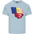 Curled Andorra Flag Andorran Day Football Kids T-Shirt Childrens Light Blue