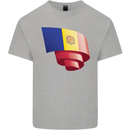 Curled Andorra Flag Andorran Day Football Kids T-Shirt Childrens Sports Grey
