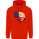 Curled Andorra Flag Andorran Day Football Mens 80% Cotton Hoodie Bright Red