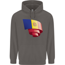 Curled Andorra Flag Andorran Day Football Mens 80% Cotton Hoodie Charcoal