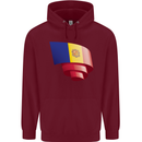 Curled Andorra Flag Andorran Day Football Mens 80% Cotton Hoodie Maroon