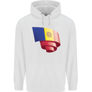 Curled Andorra Flag Andorran Day Football Mens 80% Cotton Hoodie White