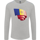 Curled Andorra Flag Andorran Day Football Mens Long Sleeve T-Shirt Sports Grey