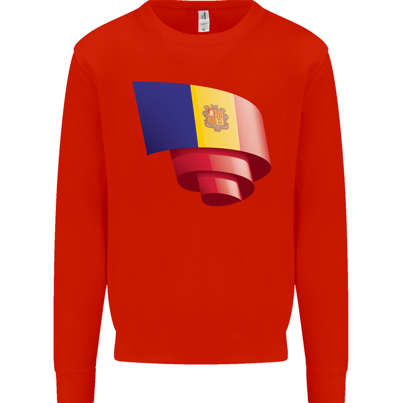 Curled Andorra Flag Andorran Day Football Mens Sweatshirt Jumper Bright Red