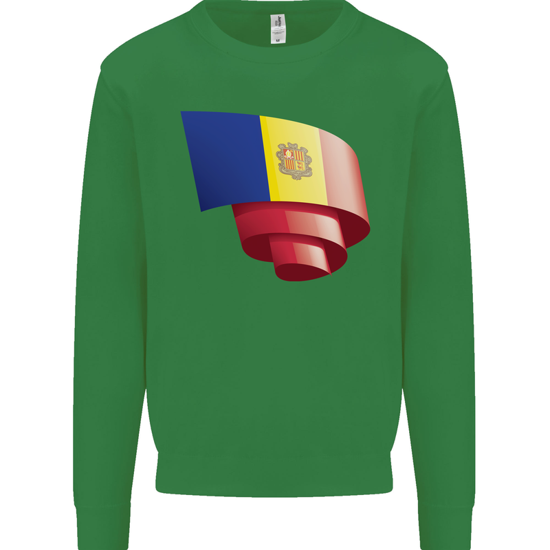 Curled Andorra Flag Andorran Day Football Mens Sweatshirt Jumper Irish Green