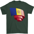 Curled Andorra Flag Andorran Day Football Mens T-Shirt 100% Cotton Forest Green