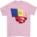 Curled Andorra Flag Andorran Day Football Mens T-Shirt 100% Cotton Light Pink