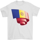 Curled Andorra Flag Andorran Day Football Mens T-Shirt 100% Cotton White