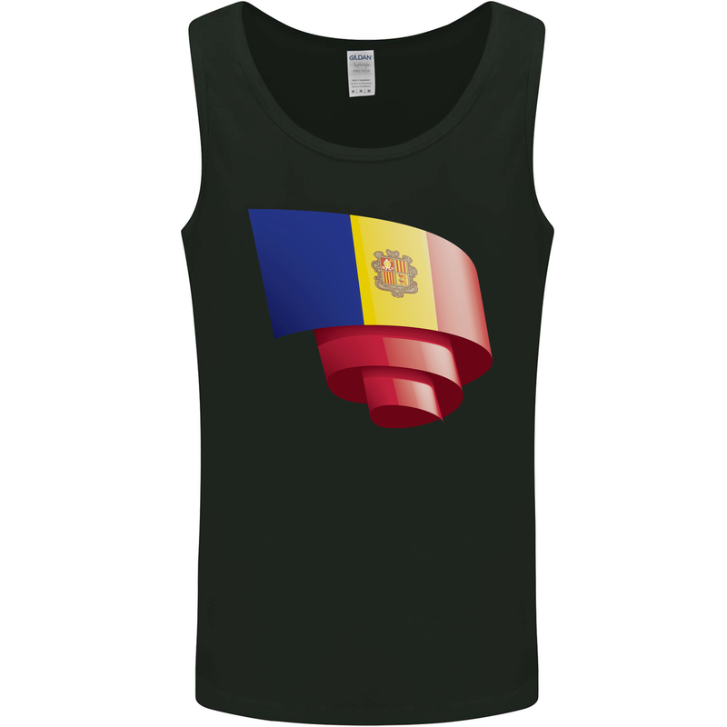 Curled Andorra Flag Andorran Day Football Mens Vest Tank Top Black