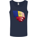 Curled Andorra Flag Andorran Day Football Mens Vest Tank Top Navy Blue