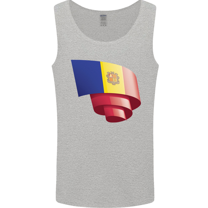 Curled Andorra Flag Andorran Day Football Mens Vest Tank Top Sports Grey