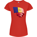 Curled Andorra Flag Andorran Day Football Womens Petite Cut T-Shirt Red