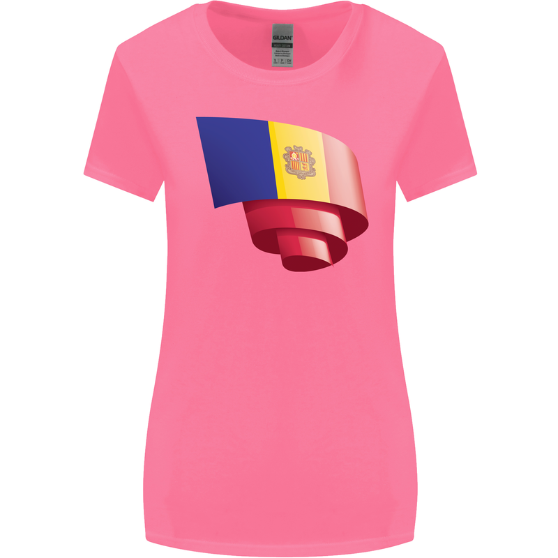 Curled Andorra Flag Andorran Day Football Womens Wider Cut T-Shirt Azalea