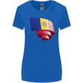 Curled Andorra Flag Andorran Day Football Womens Wider Cut T-Shirt Royal Blue