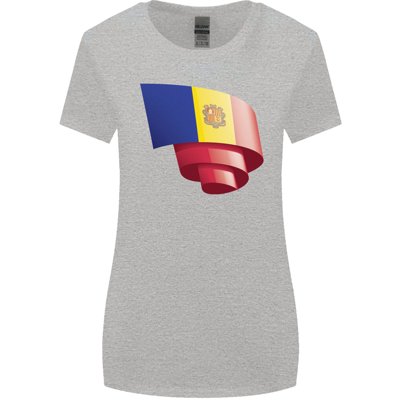 Curled Andorra Flag Andorran Day Football Womens Wider Cut T-Shirt Sports Grey