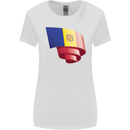 Curled Andorra Flag Andorran Day Football Womens Wider Cut T-Shirt White