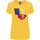 Curled Andorra Flag Andorran Day Football Womens Wider Cut T-Shirt Yellow